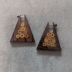 Unique Handmade Boho Wooden Triangle Earrings